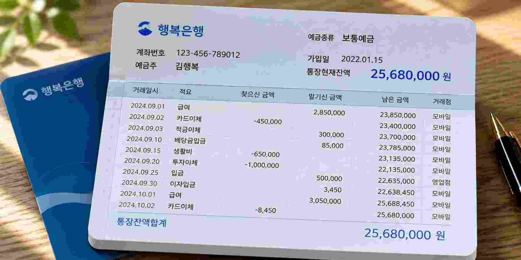 은행통장이미지
