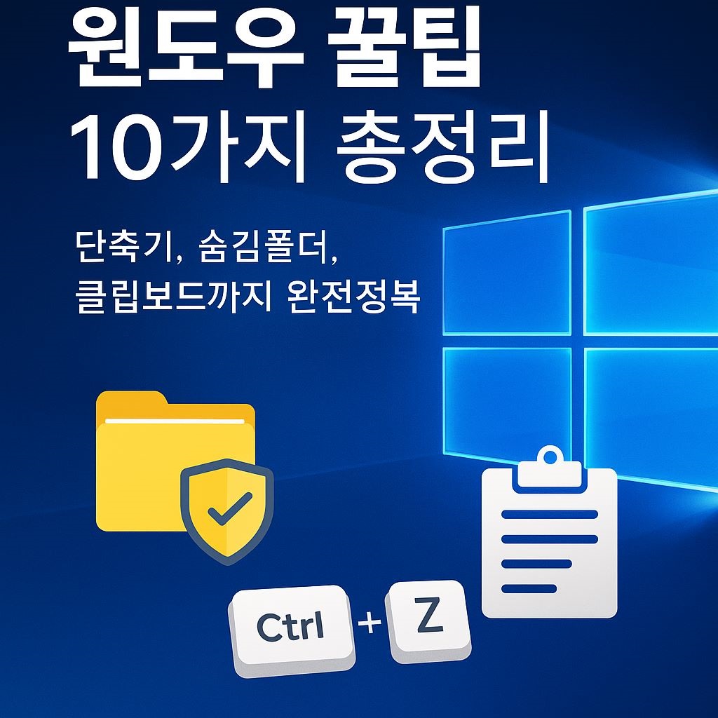 윈도우 꿀팁, 단축키, 숨김 폴더, 클립보드 팁 안내 배너 이미지