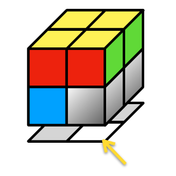 오른쪽 바닥에 하얀색 큐브가 오도록 하는 것을 강조하기 위한 그림