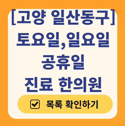 고양 일산동구 일요일 문 여는 한의원 목록 ❘ 토요일, 주말, 공휴일 진료 영업 병원 찾기