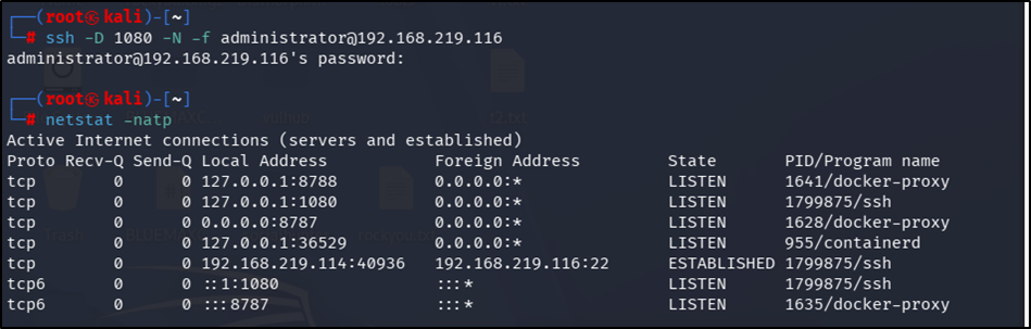 SSH 터널링 및 netstat 확인