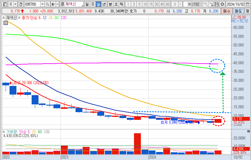 제넥신 월봉 차트 분석