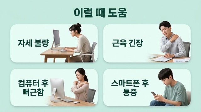 어깨 통증 8초 루틴 도움 되는 경우 자세 불량 근육 긴장 뻐근함