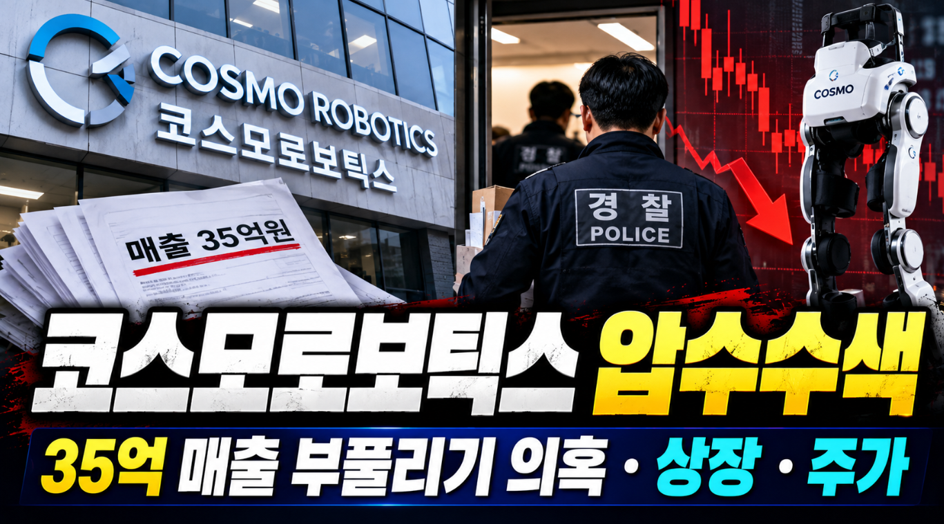 코스모로보틱스 압수수색 이유|35억 매출 부풀리기 의혹·상장·주가