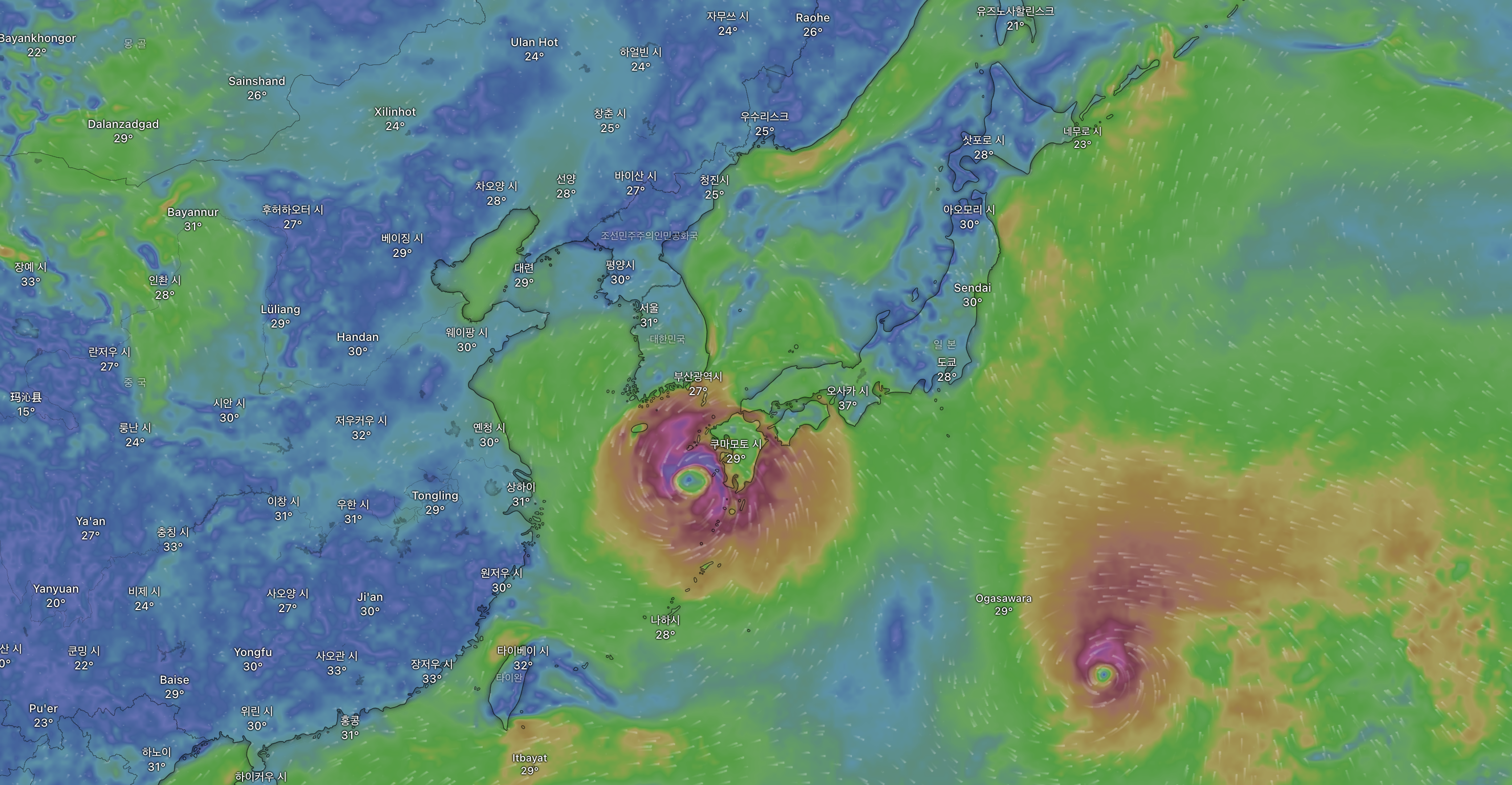 태풍 카눈 경로