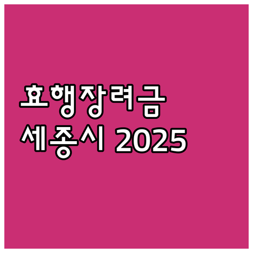 세종시 효행장려금 2025: 85세 ..