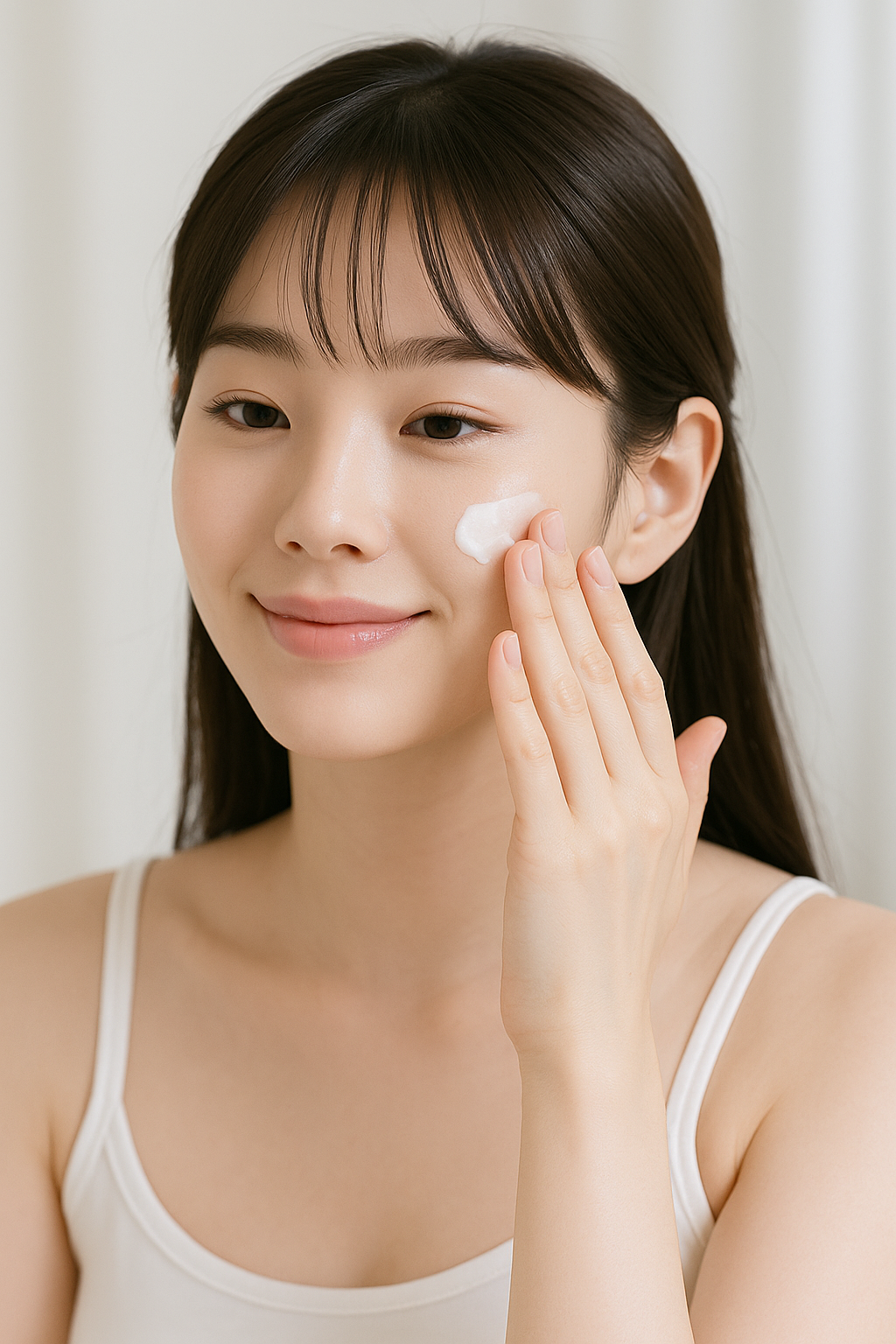 스킨케어 중인 여자