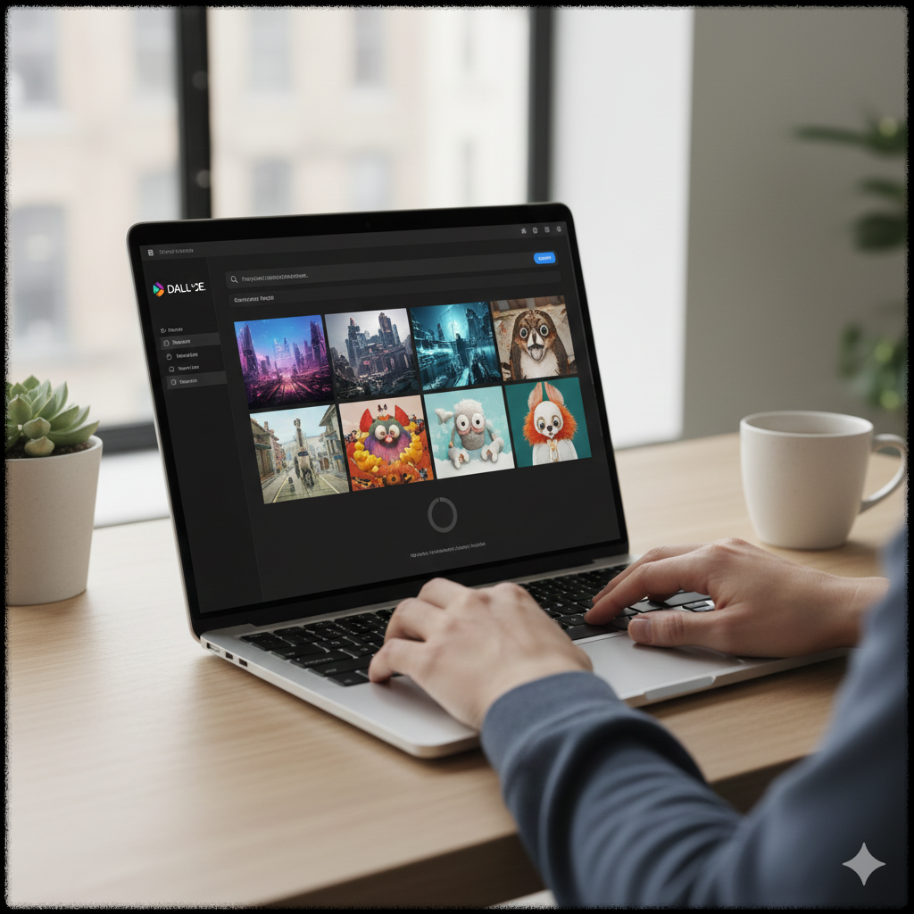 AI 도구로 이미지를 생성하는 디자인 작업 모습