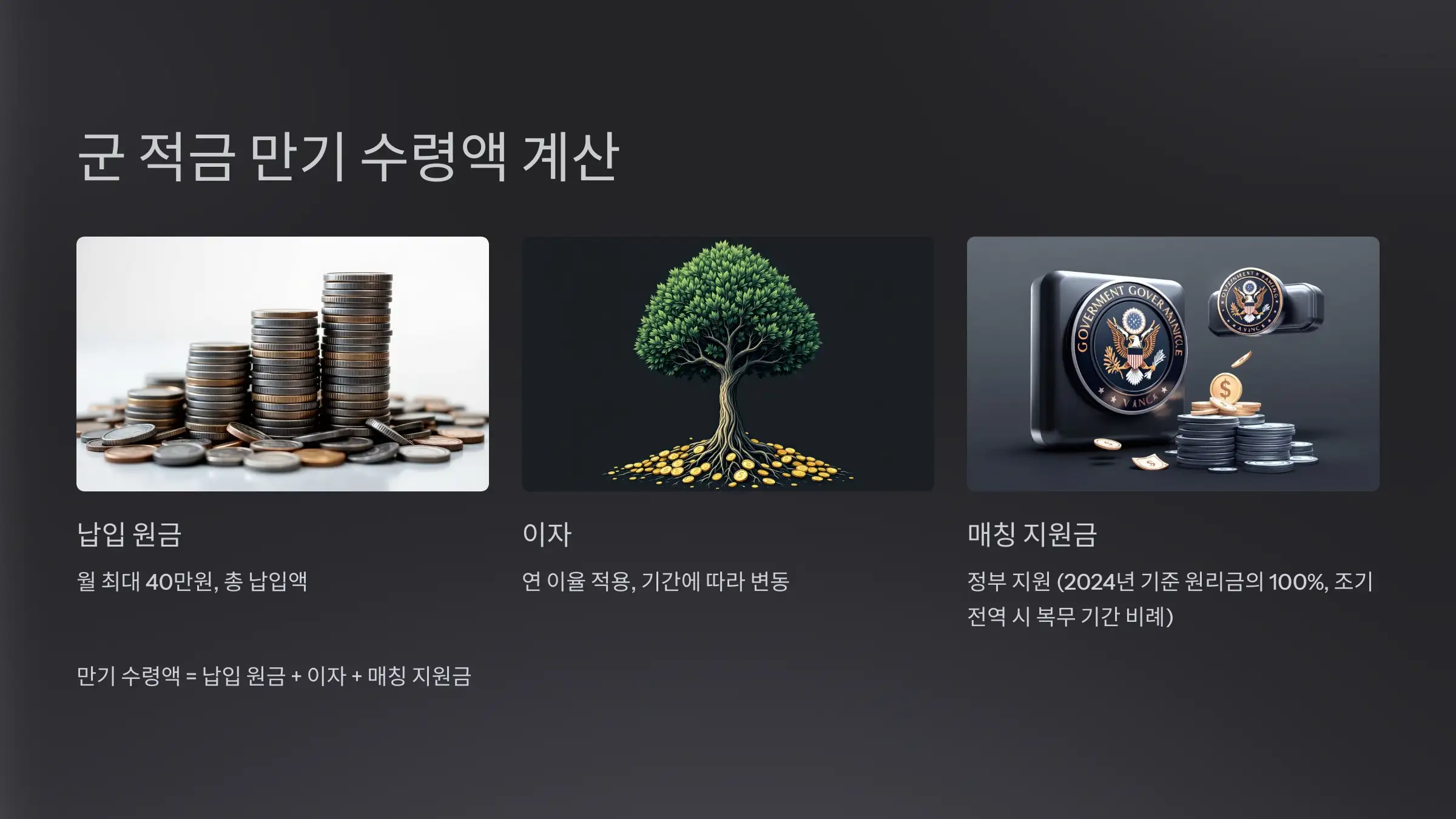 군 적금 만기 수령액 계산법