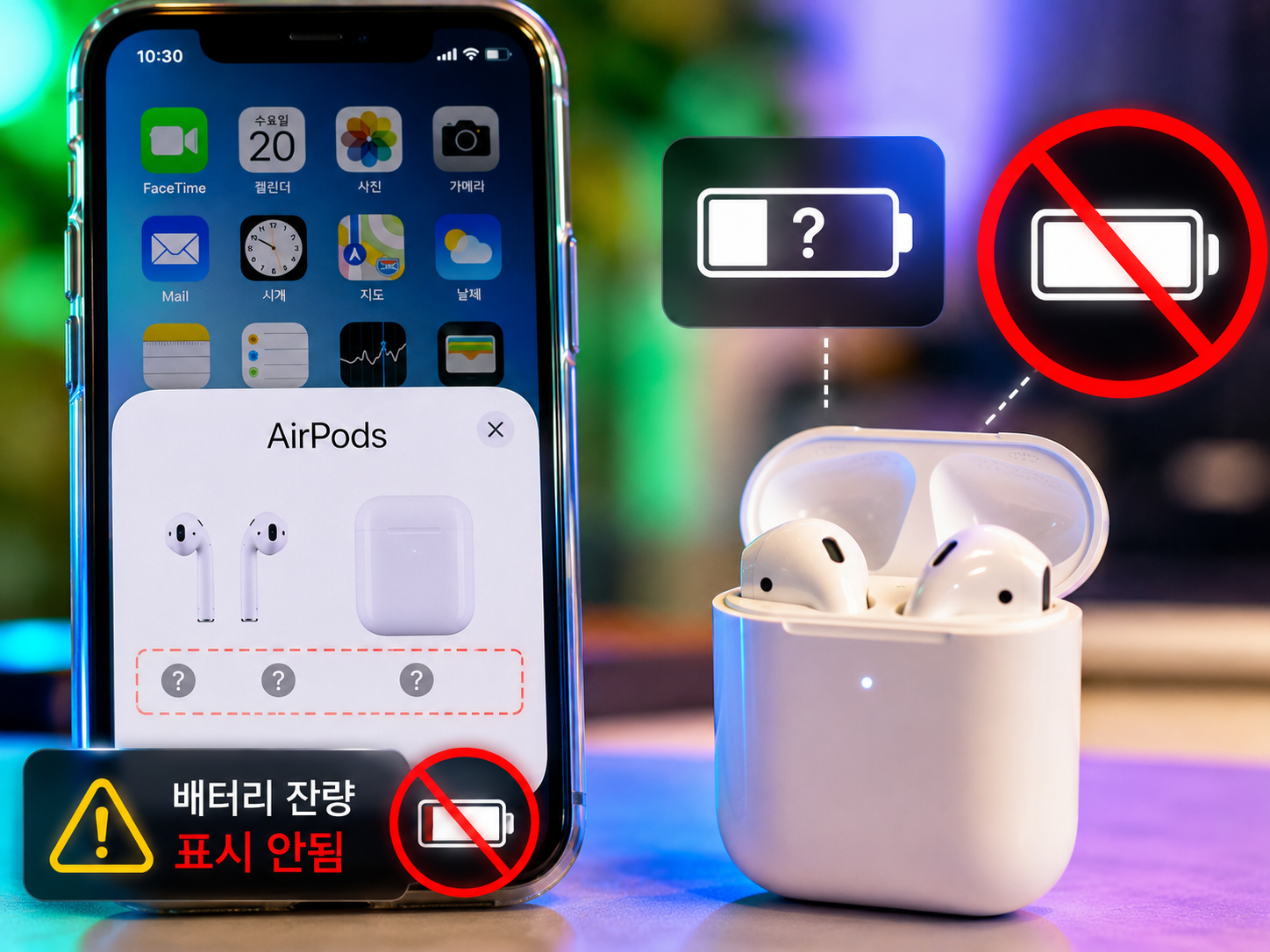 에어팟 배터리 잔량 표시 안됨 해결방법 총정리 아이폰 에어팟 배터리 퍼센트 안뜸 위젯 인식 오류 원인