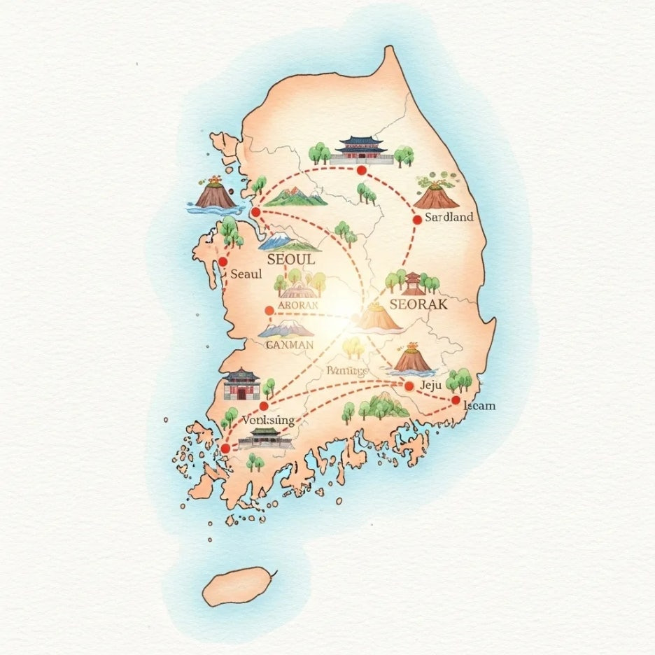 다양한 국내 여행지를 연결하는 해랑열차 노선 지도