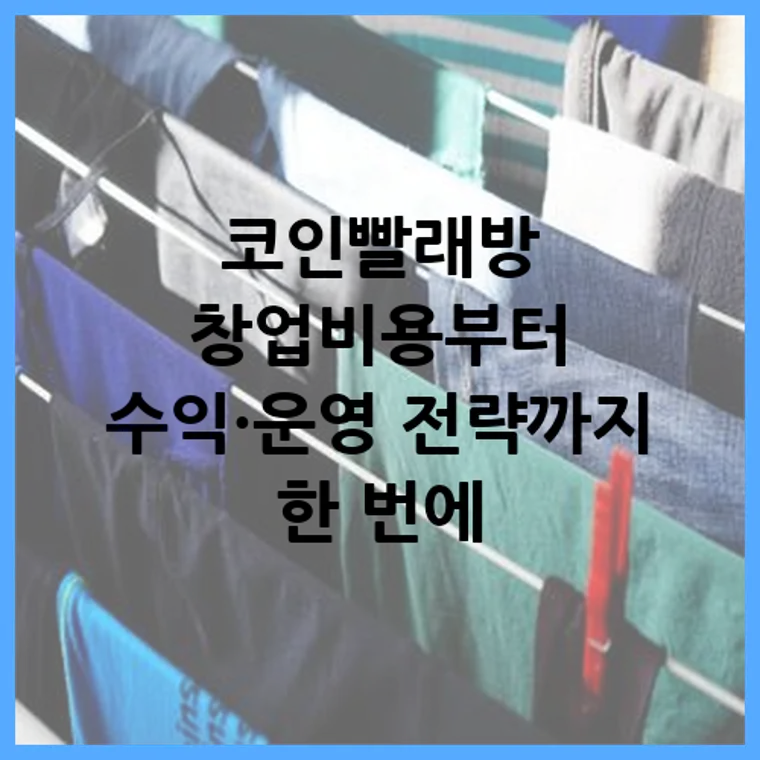 코인빨래방 창업비용부터 수익·운영 전략까지 한 번에