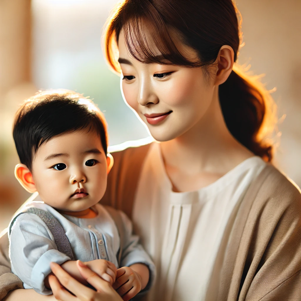 엄마가 아기를 안고 있는 사진