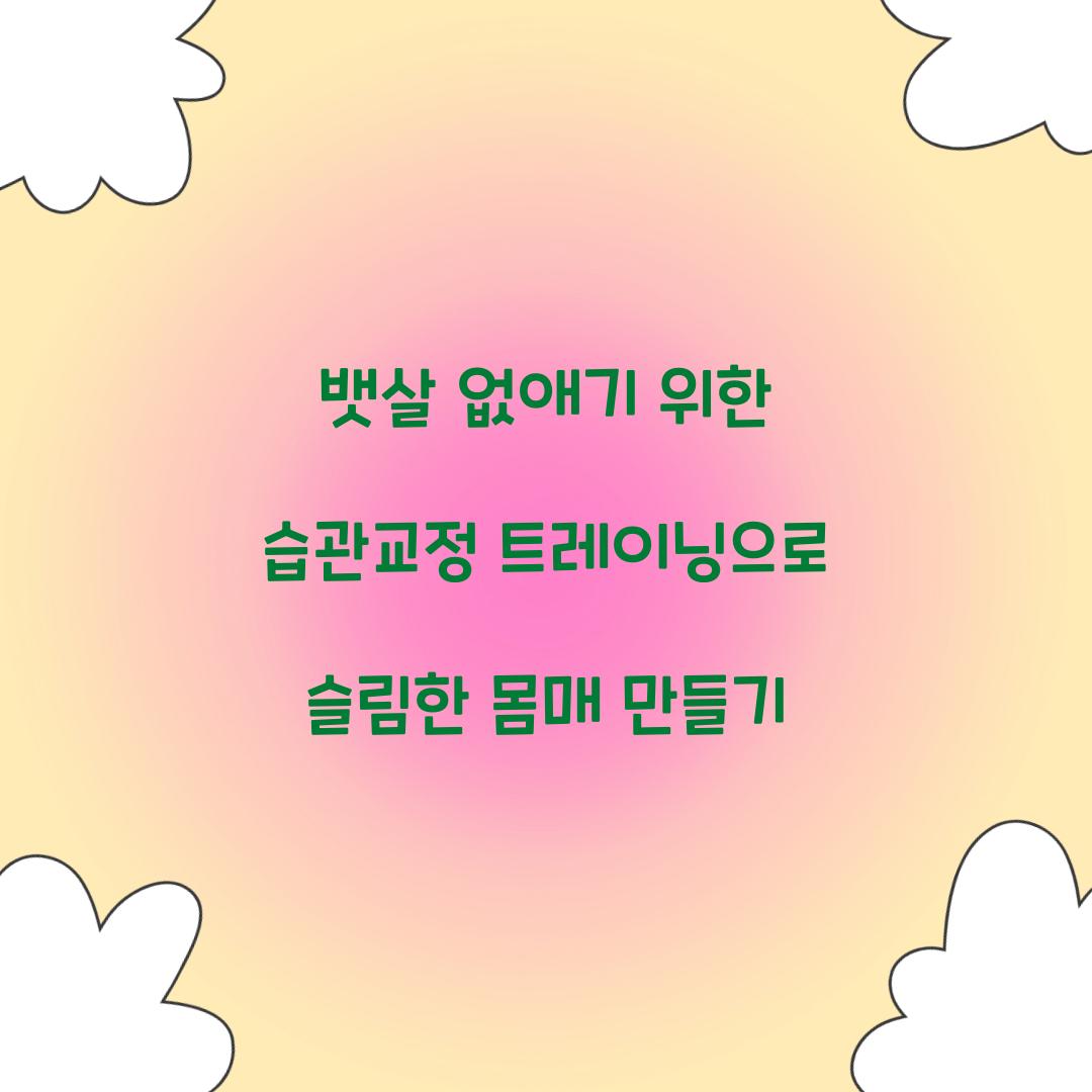 뱃살 없애기 위한 습관교정 트레이닝