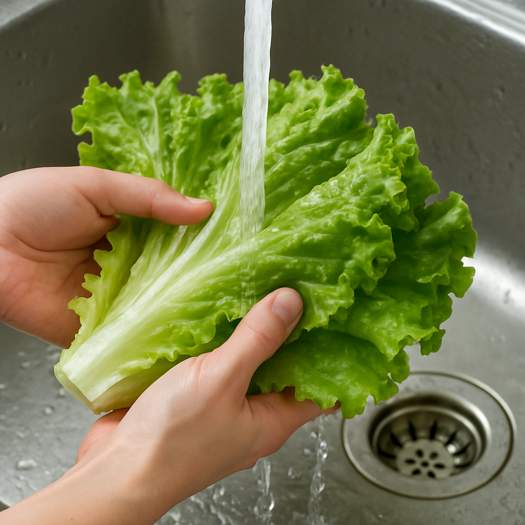 상추 세척하는 모습