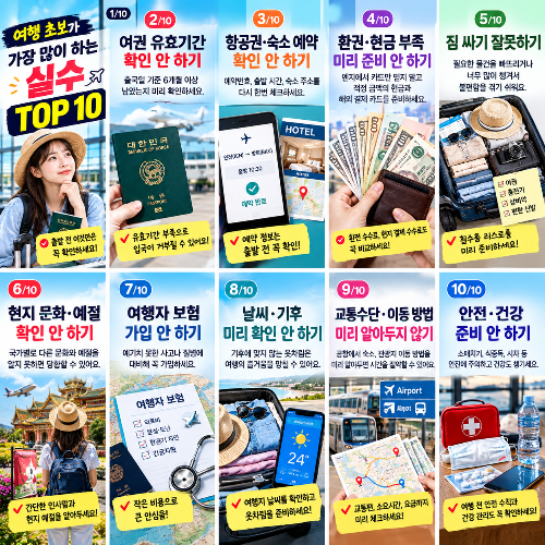 여행 초보가 가장 많이 하는 실수 TOP 10