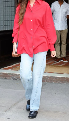 레트로한 컬러 톱 + 클래식 데님