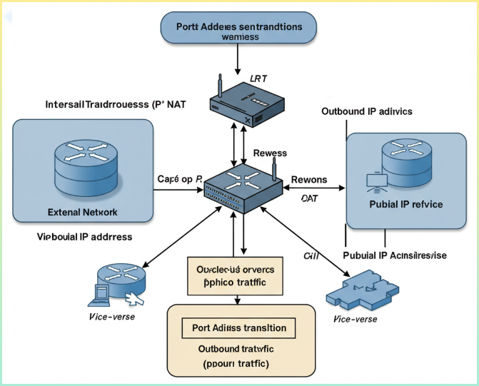 NAT의 작동원리를 시각적으로 보여주는 다이어그램