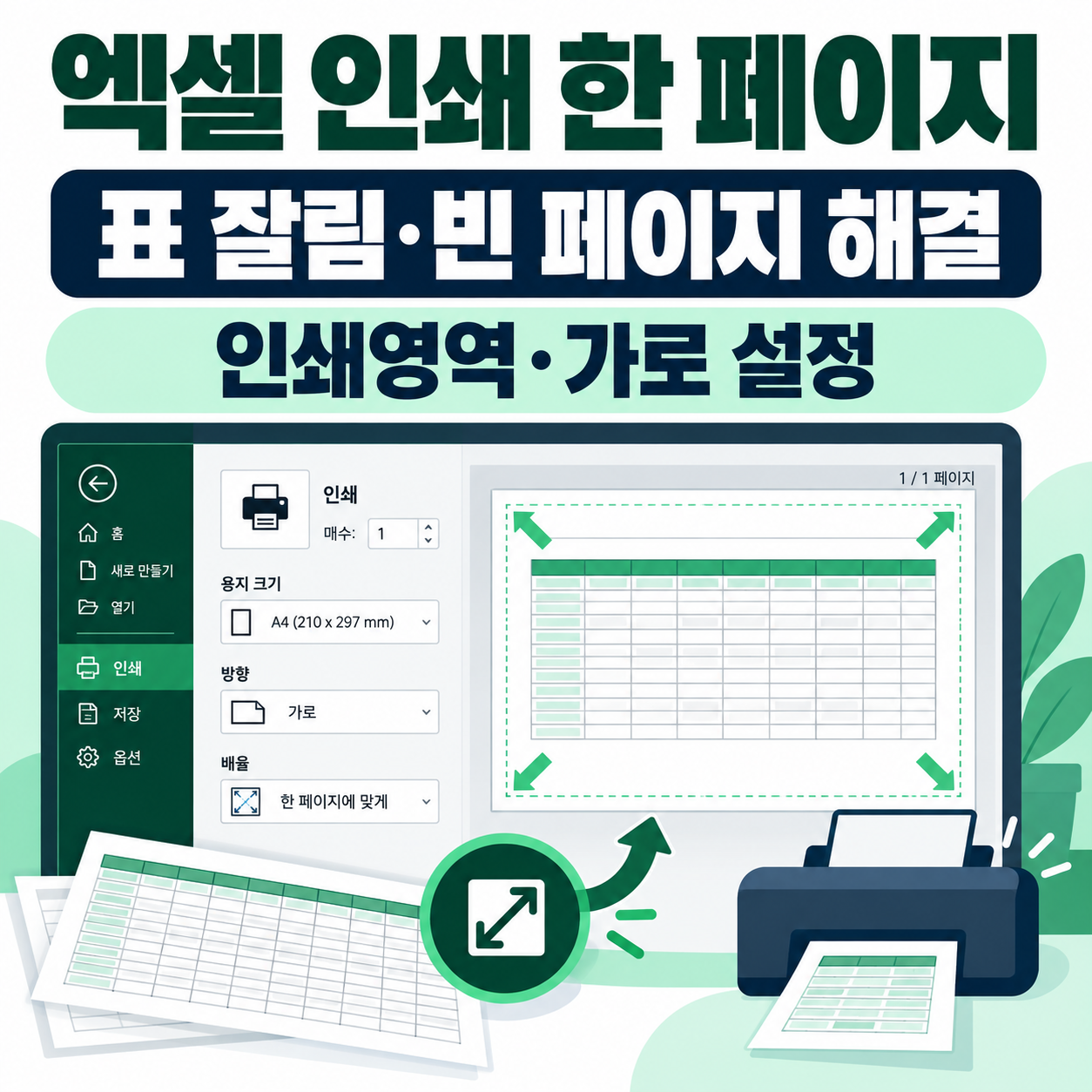 엑셀 인쇄 한 페이지에 맞추는 법 - 표 잘림·빈 페이지·인쇄영역 해결