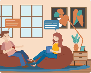 인간의 사회성과 관계를 표현한 사람들 대화 일러스트