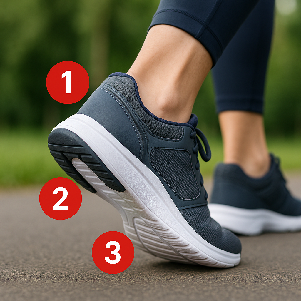 걷기 훈련을 하는 여성의 발을 확대한 이미지