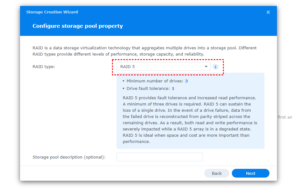 레이드 설정 화면