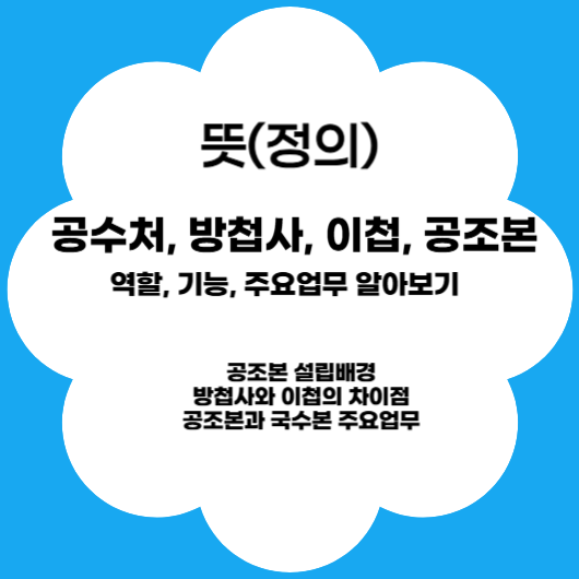 공수처, 방첩사, 이첩, 공조본, 국수본의 뜻과 역할, 기능, 주요 업무 알아보기