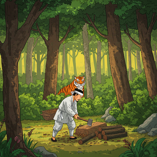 나무를 하는 나무꾼을 바라보는 호랑이
비올렛의 숲 https://forest-of-violet.co.kr