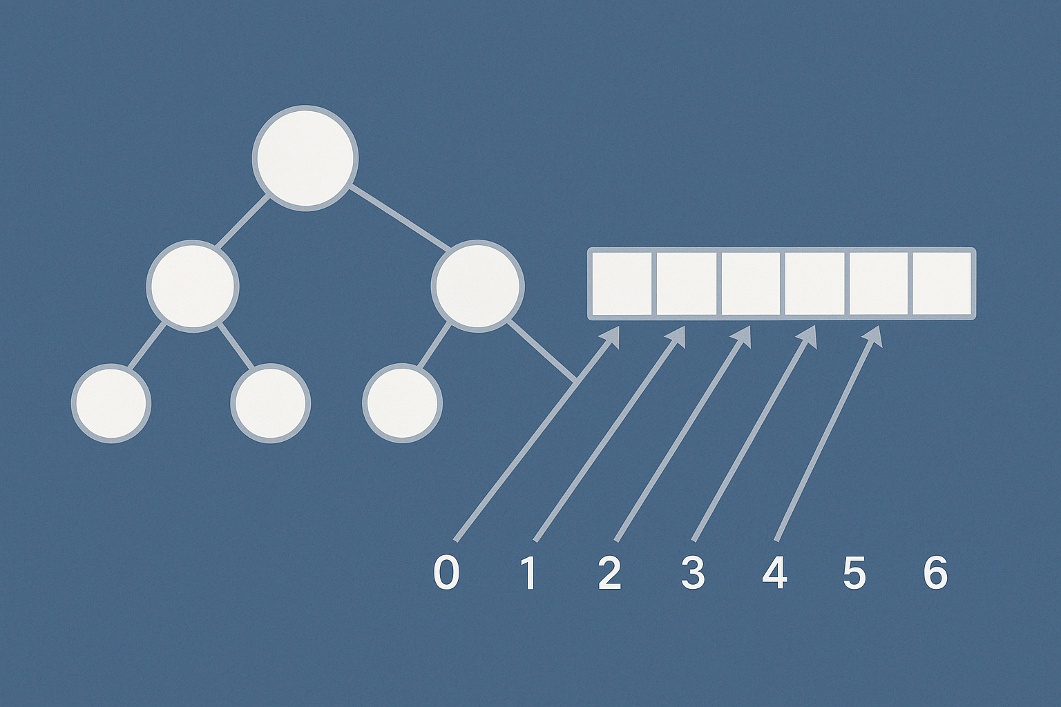 트리 구조와 배열 인덱스 간의 연결을 시각적으로 표현한 구조적 일러스트