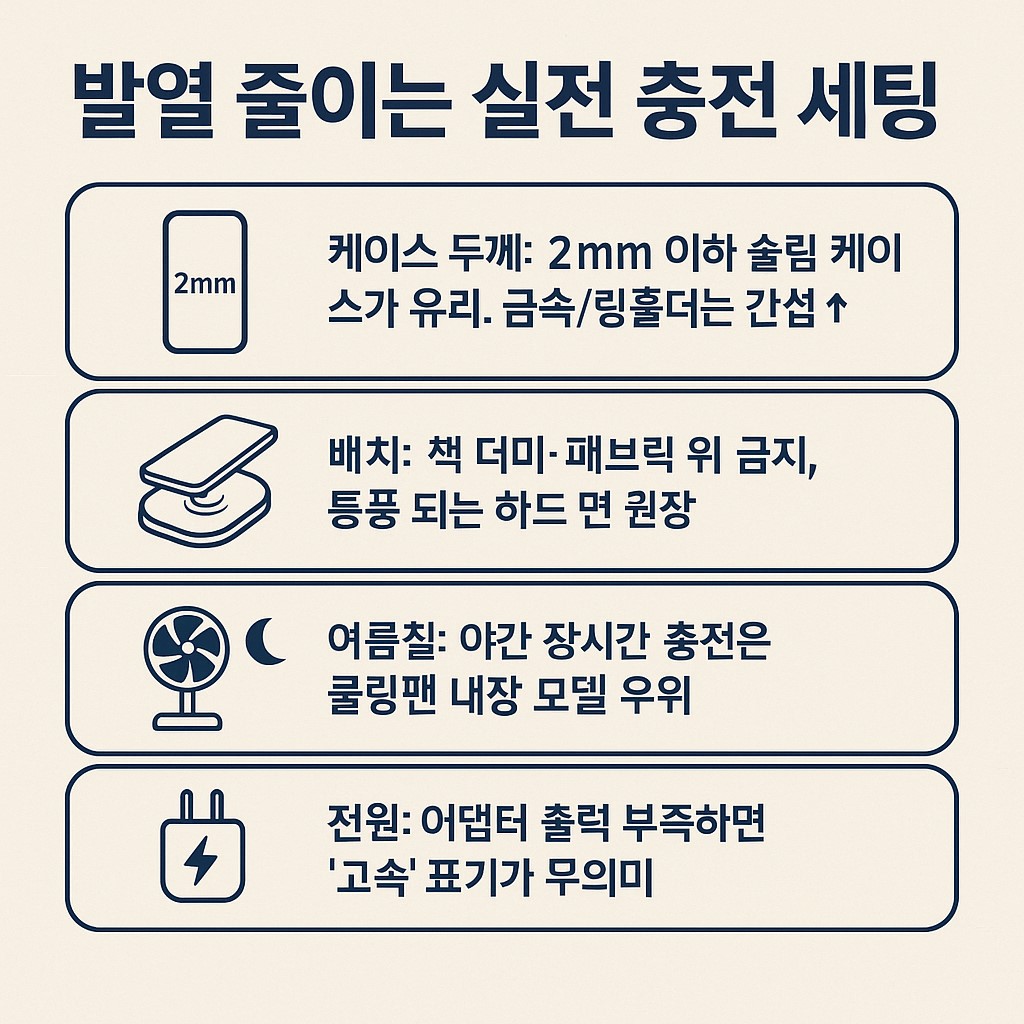 무선충전 발열 줄이는 방법 인포그래픽