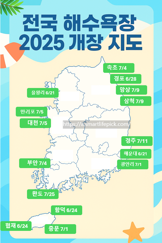 2025 전국 해수욕장 개장 지도