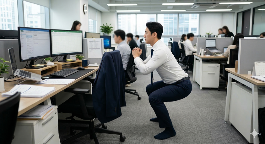 직장인 홈트레이닝 스쿼트 올바른 자세 가이드