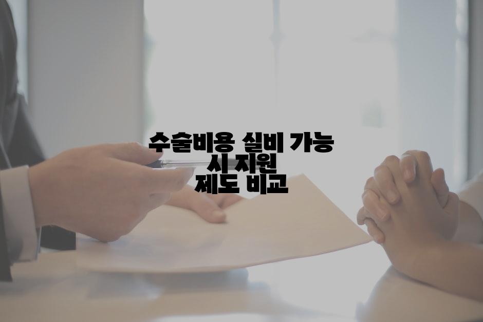 수술비용 실비 가능 시 지원 제도 비교