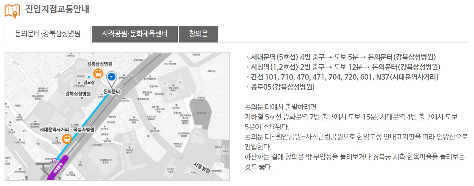 한양도성순성길 코스