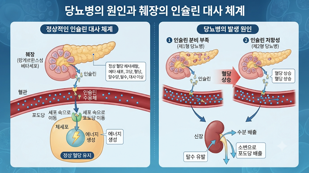 당뇨병 원인과 췌장의 인슐린 대사 체계