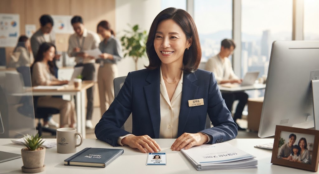 처음 취업에 성공한 40대 여성