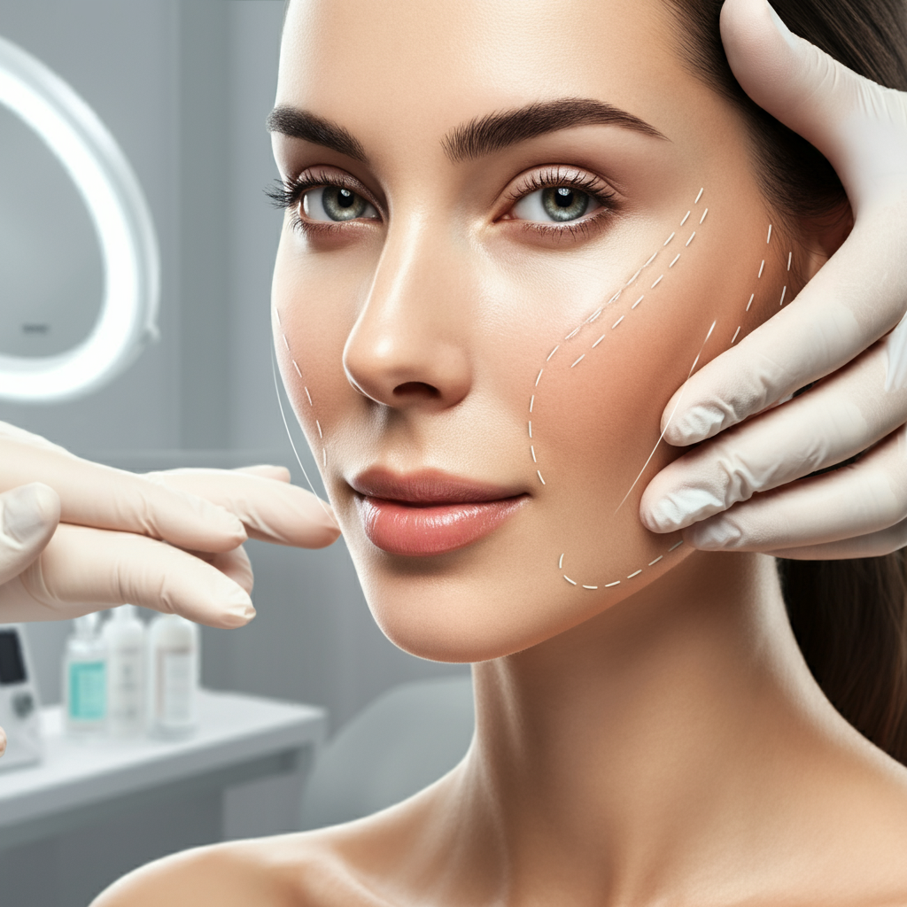 민트 실리프팅 시술을 받는 여성의 모습