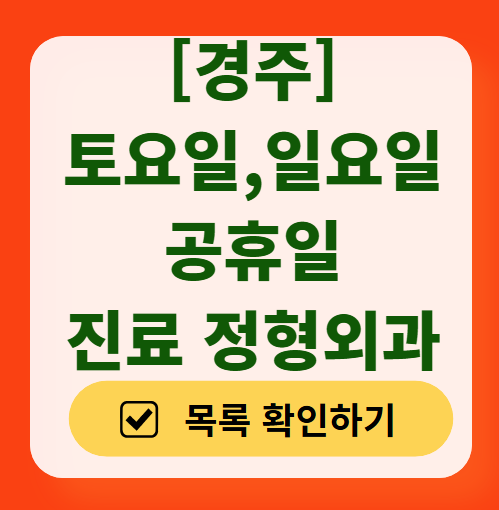 경주시 일요일 문 여는 정형외과 목록 ❘ 토요일, 주말, 공휴일 진료 영업 병원 리스트