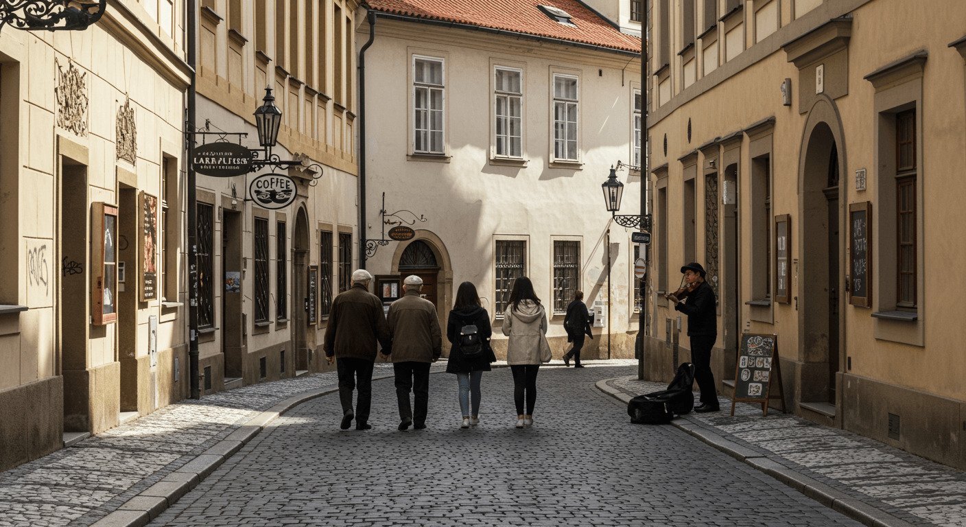 프라하 구시가지 아침 산책 중 찍은 골목 사진