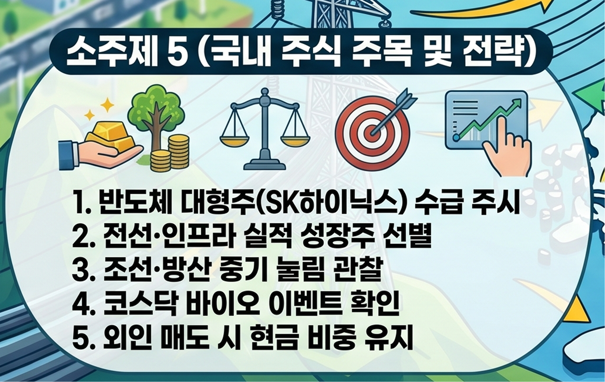 장 종료 후 체크 뉴스 및 내일 시장 영향 예측을 정리한 이미지