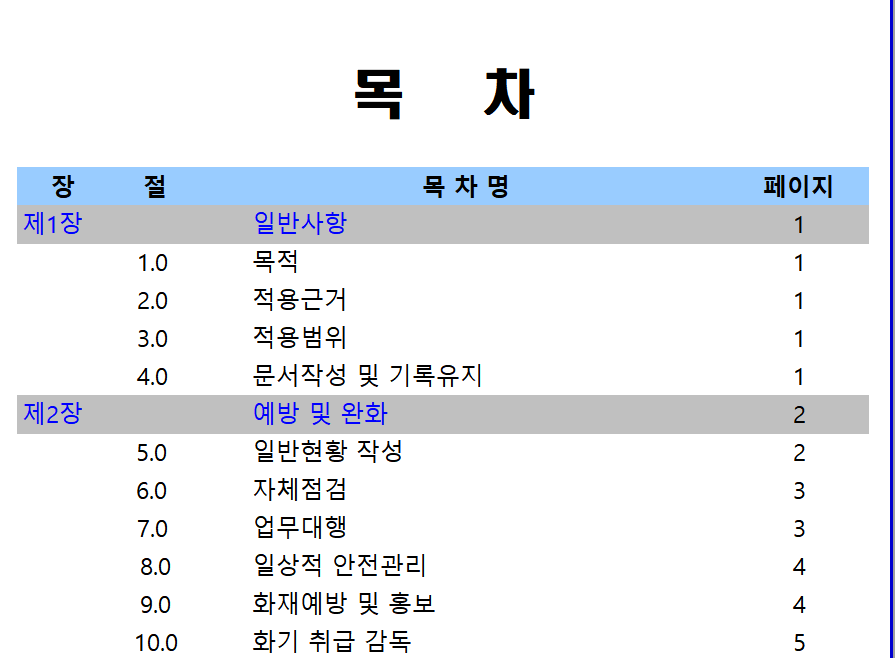 소방계획서 엑셀 양식 다운로드