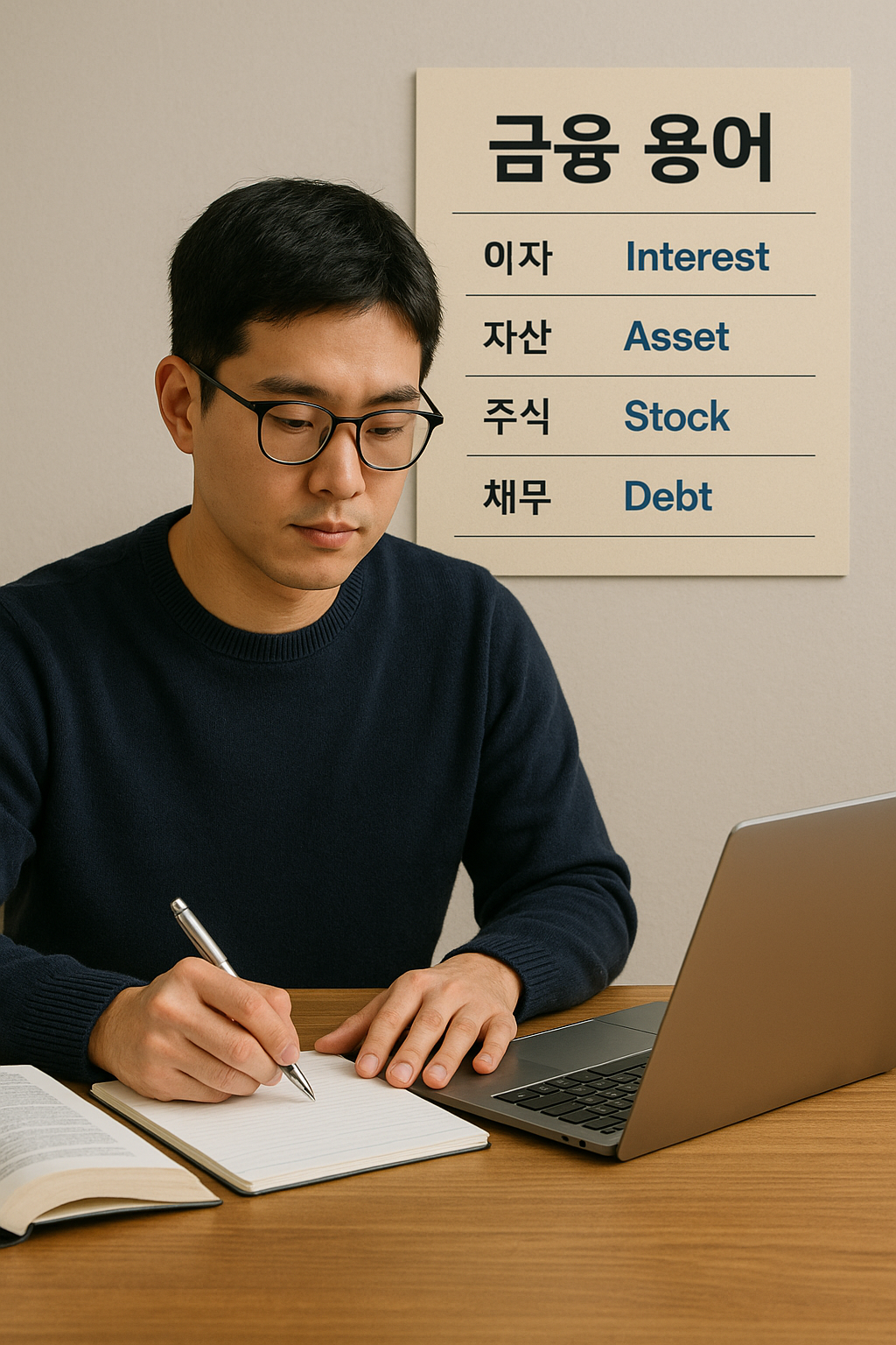 금융 용어 공부하는 남성
