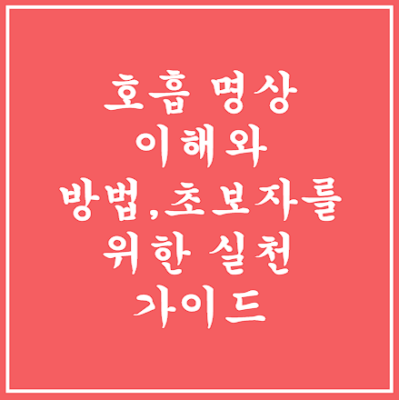 호흡 명상 이해와 방법, 초보자를 위한 실천 가이드