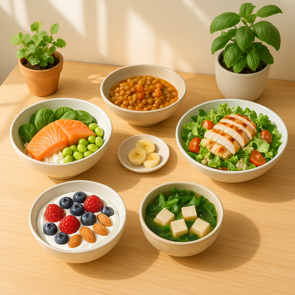 7가지 피로회복 영양식이 아름답게 배치된 모습