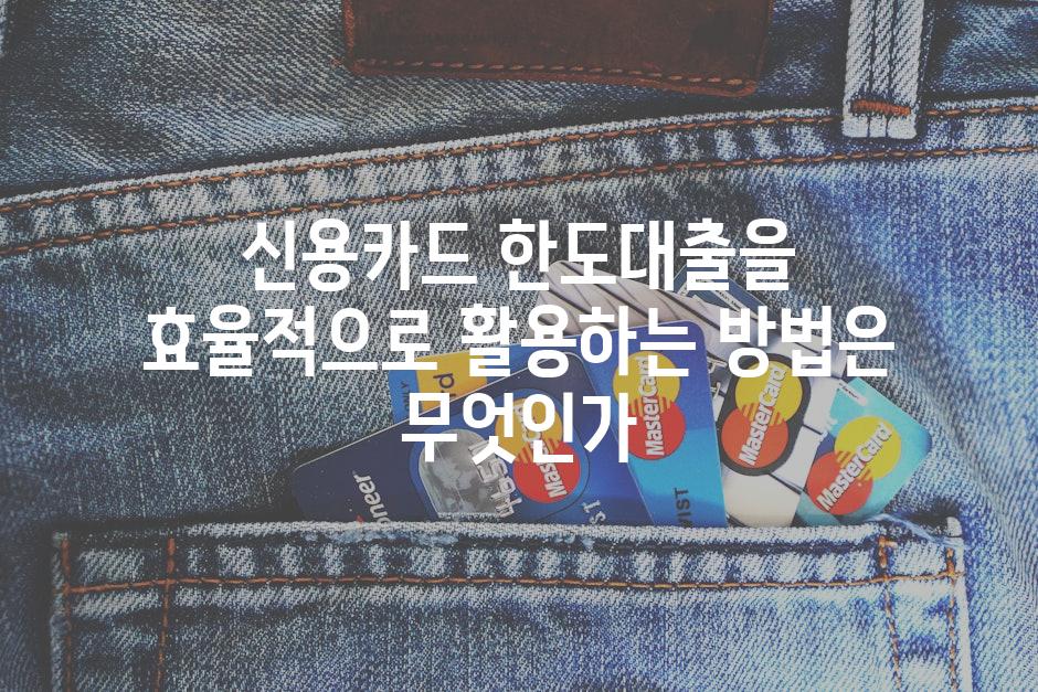 신용카드 한도대출을 효율적으로 활용하는 방법은 무엇인가