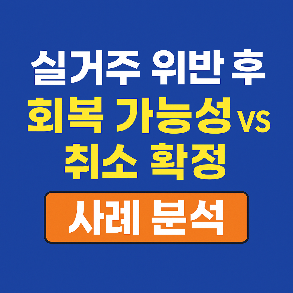 📉 실거주 위반 후 회복 가능성 vs 취소 확정 사례 분석