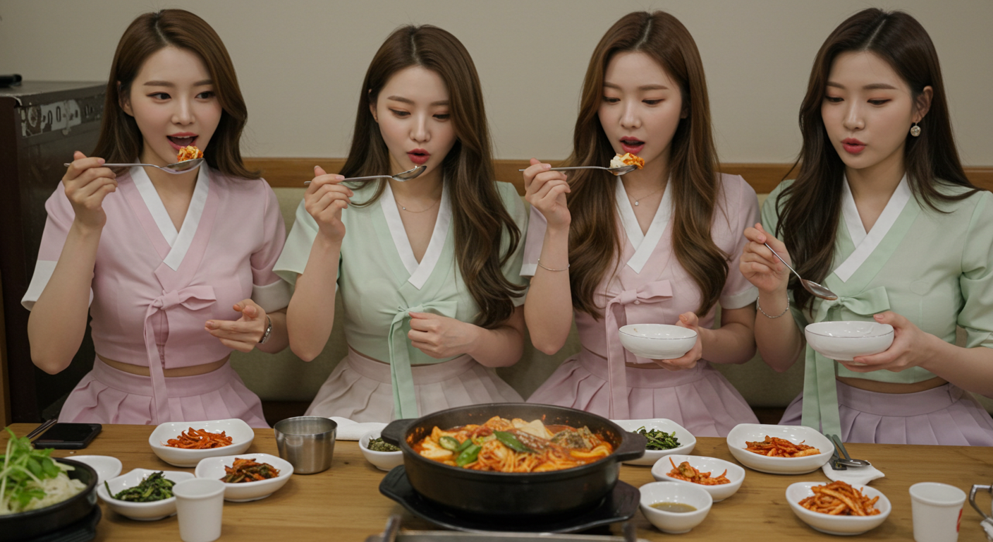 식사를 하는 여인들.