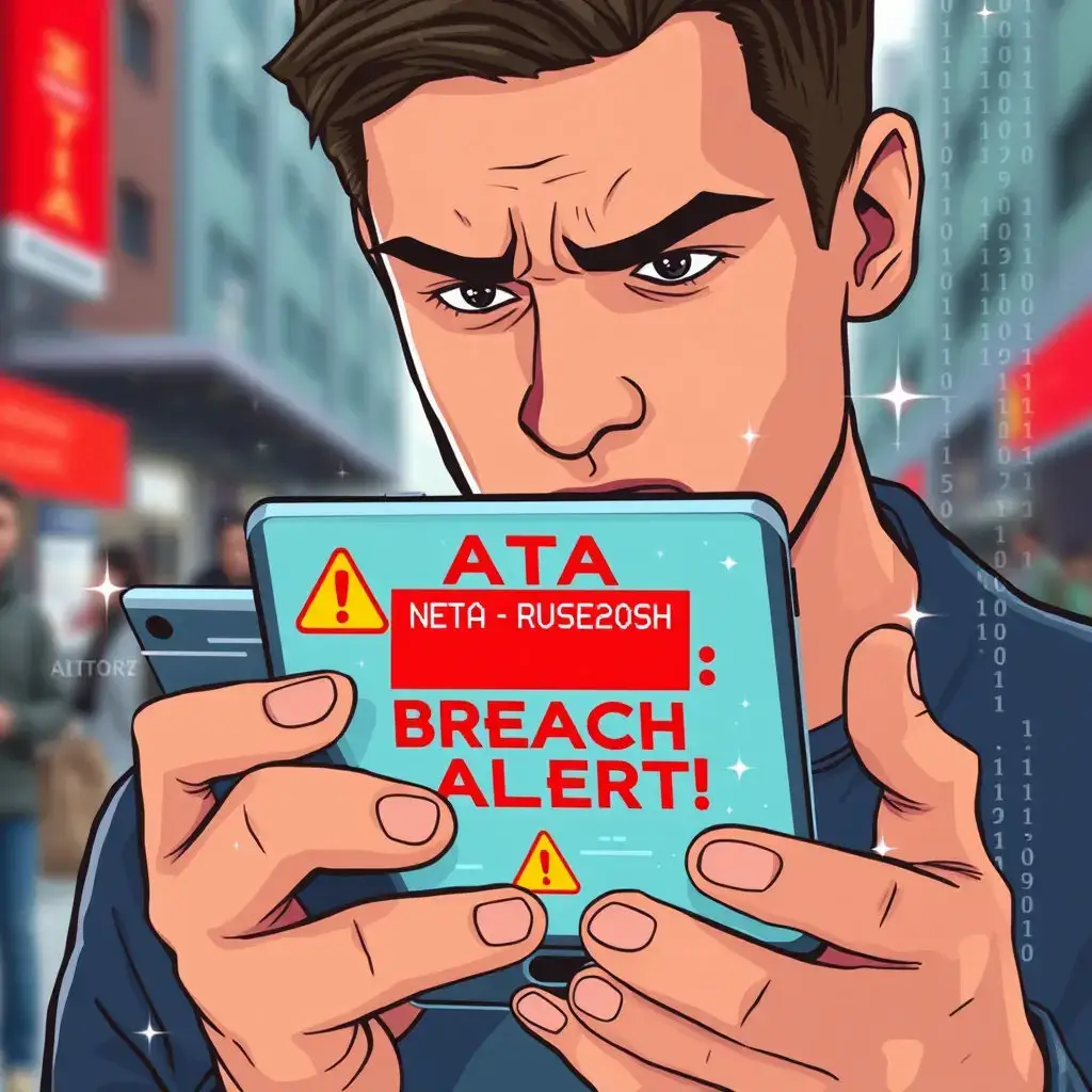 SKT 유심 무상 교체 후 보안 미설정 시 발생 가능한 해킹 및 정보 유출 경고를 시각적으로 보여주는 이미지