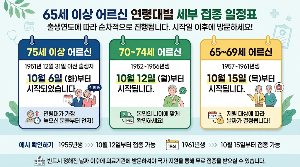 65세 이상 어르신 연령대별 세부 접종 일정표