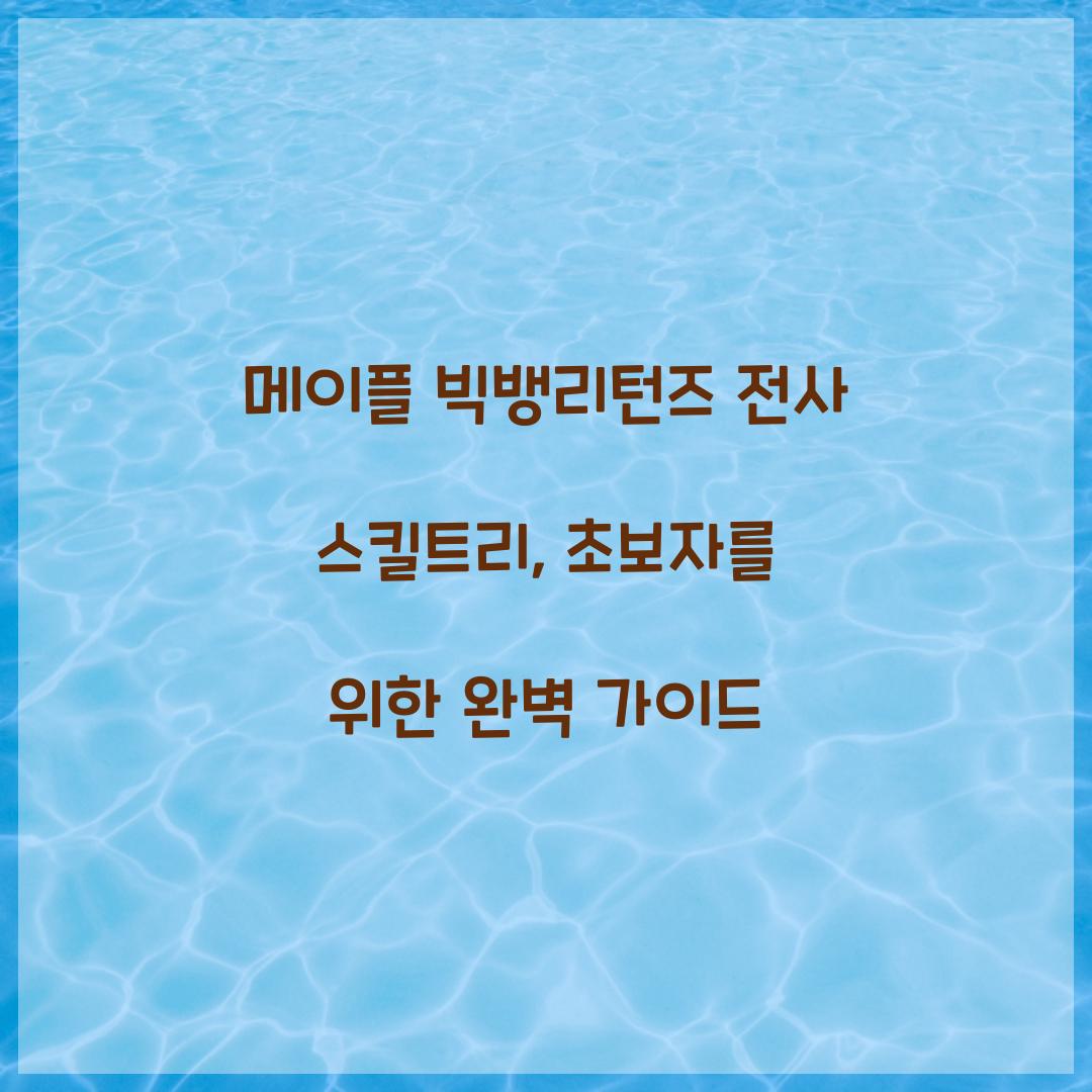 메이플 빅뱅리턴즈 전사 스킬트리